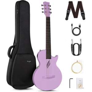Enya NOVA GO SP1 Purple TransAcoustic & Electric Guitar Smart Carbon Fiber Acoustic 35 Inch with Pickup, Case, Strap, Cable
